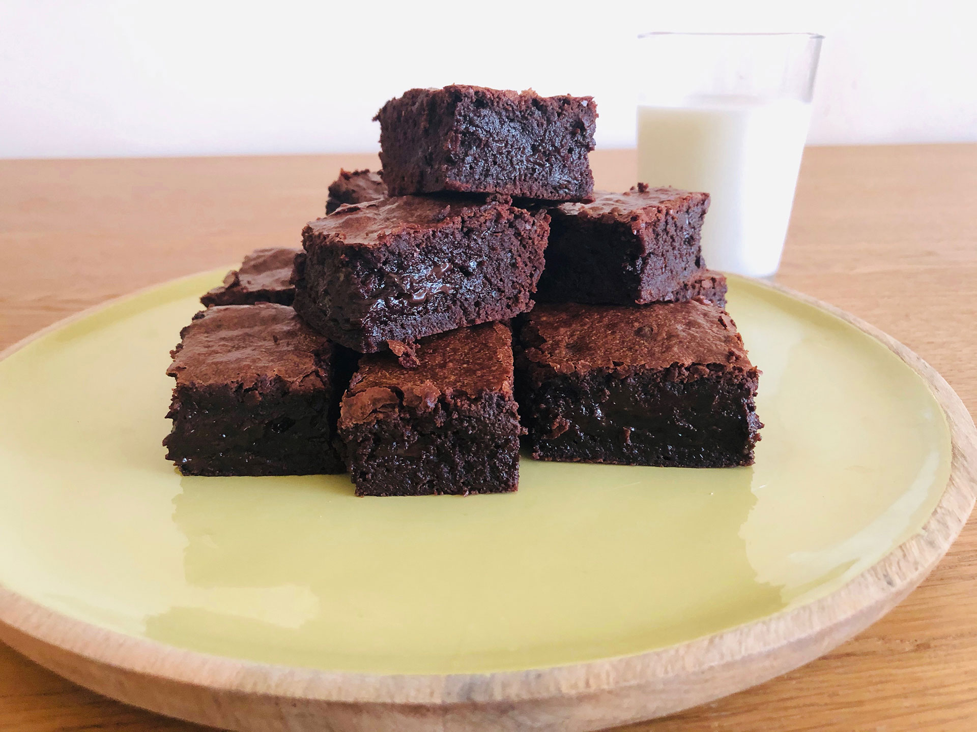 Chocolate_Brownies_On_Yellow_Plate_With_Milk.jpg